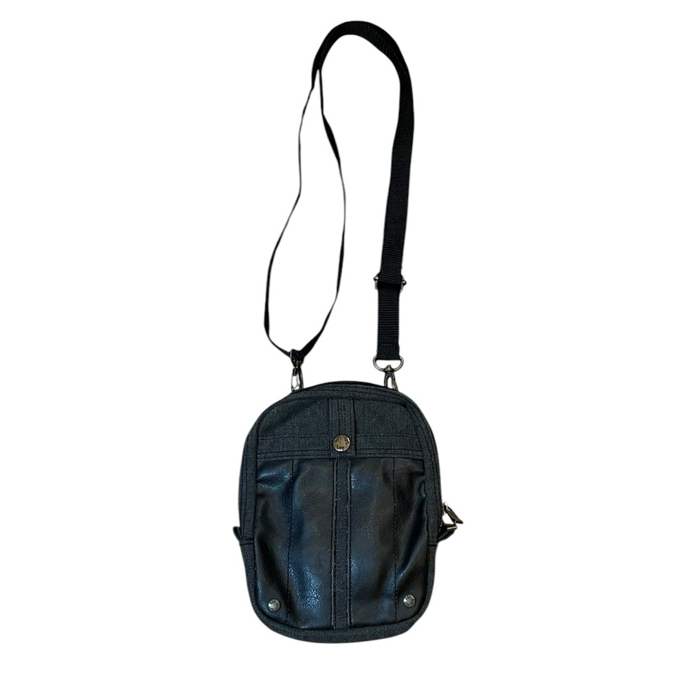 Lee Black Mini Crossbody Utility Bag – Canvas & Faux Leather